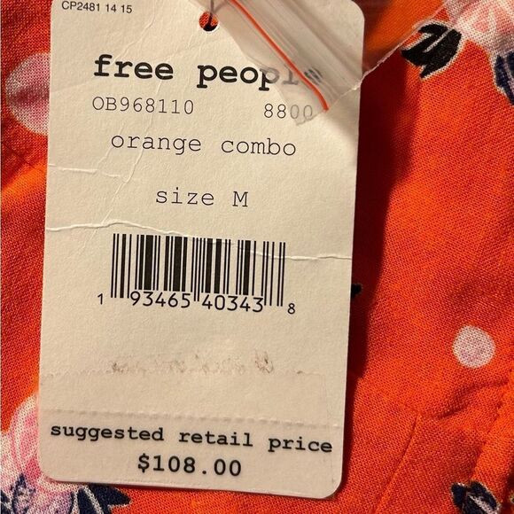 Free People Like A Lady Mini Dress in Orange Floral Print Size Medium - Picture 8 of 12